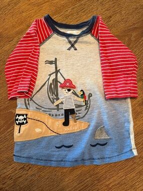 Mud Pie Red & Blue Pirate Quarter-Sleeve Tee